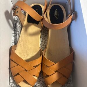 Swedish Hasbeens Women's Brown Strappy Sandals